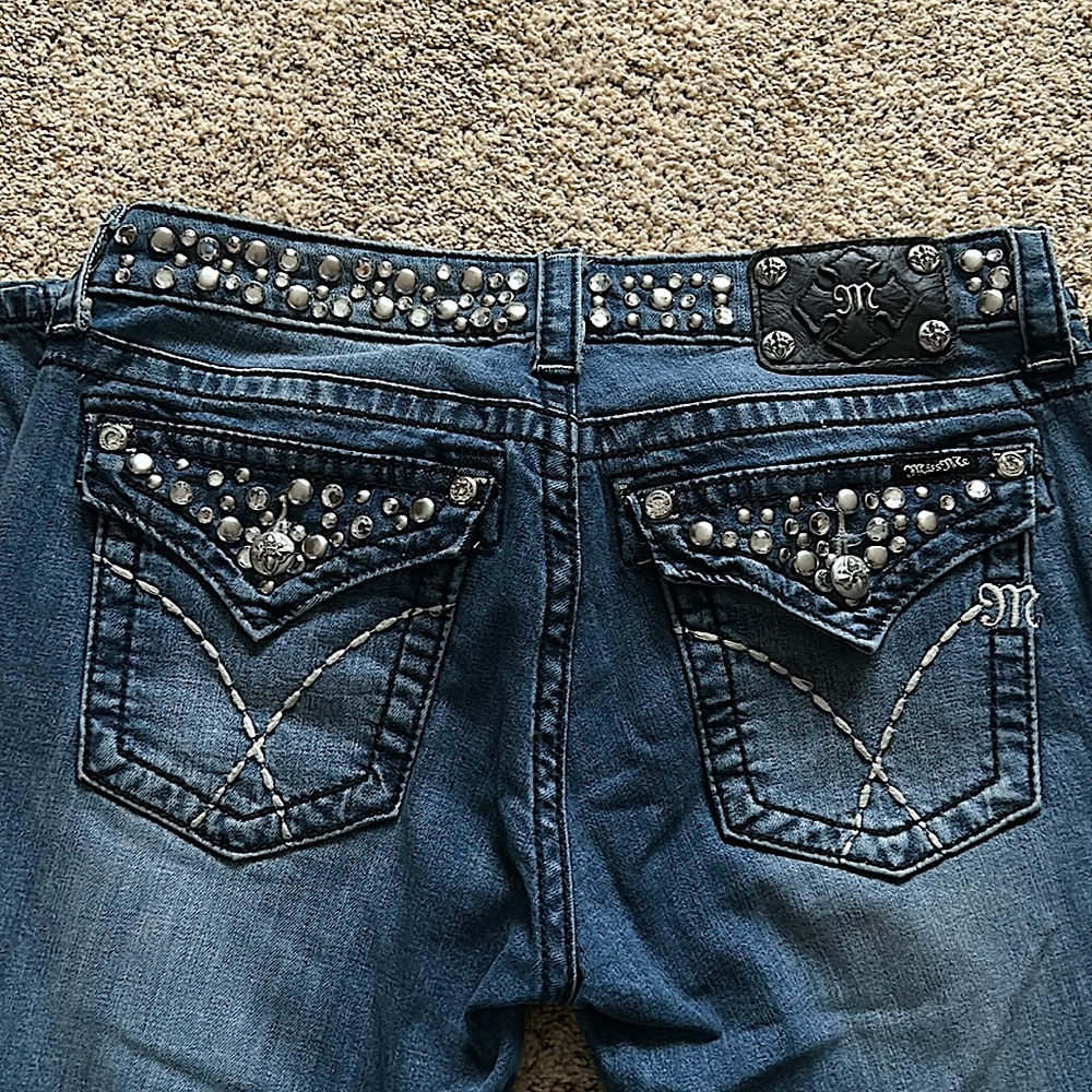 Miss Me Sexy Gems Sand Washed Blue Denim Skinny Jeans Pants **Size 30** 🔥🔥 - Picture 6 of 7